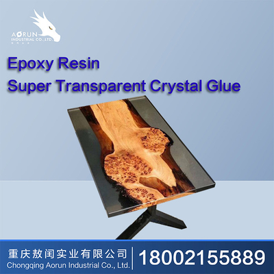 Colagem de Crystal Clear Epoxy Resin Table Art Hardener Wood AB