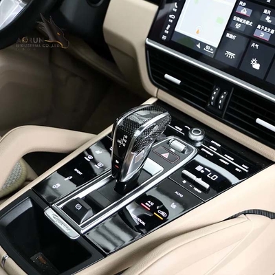Botão interior superior do deslocamento do carro do punho da engrenagem da fibra do carbono do carro para Porsche Cayenne Panamera 2018-2022 2017-2022
